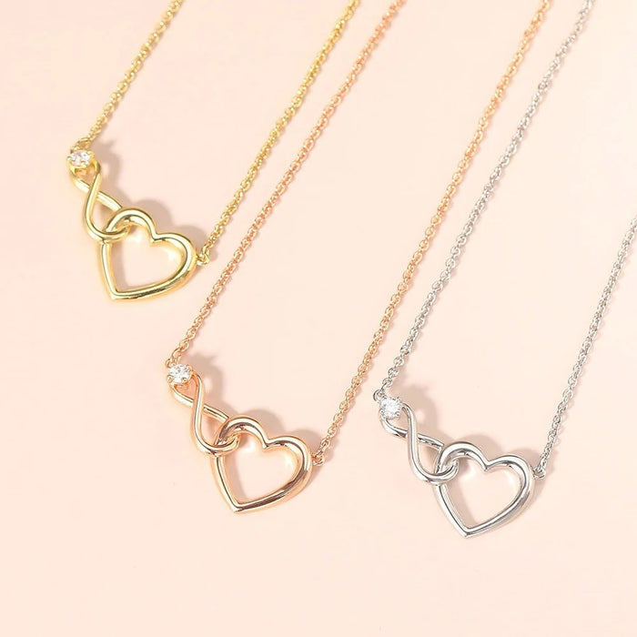 Mother And Daughter Bond Is A Knot Tied By Love Hand - Mother's Day Gift - S925 Infinity Heart Necklace with Message Card