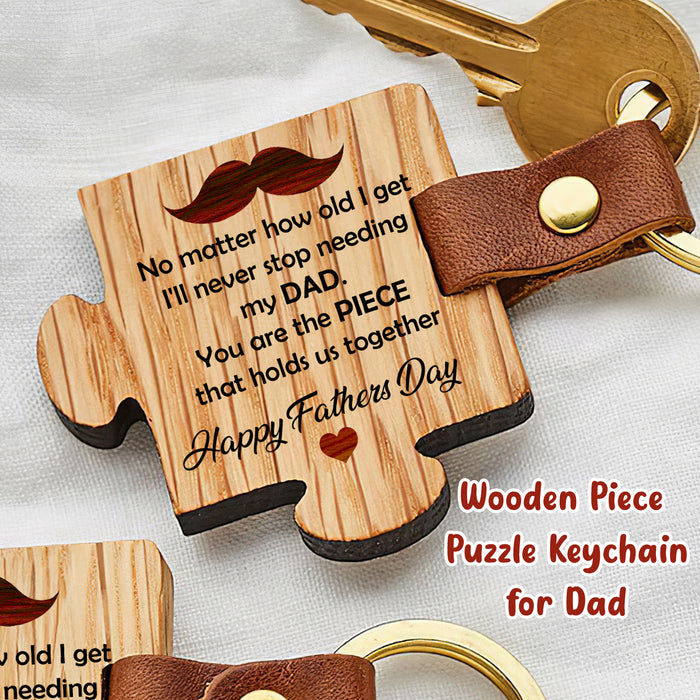 You Are The Piece That Holds Us Together, Happy Fathers Day - Gift For Dad, Father's Day Gift - Custom Wooden Puzzle Keychain