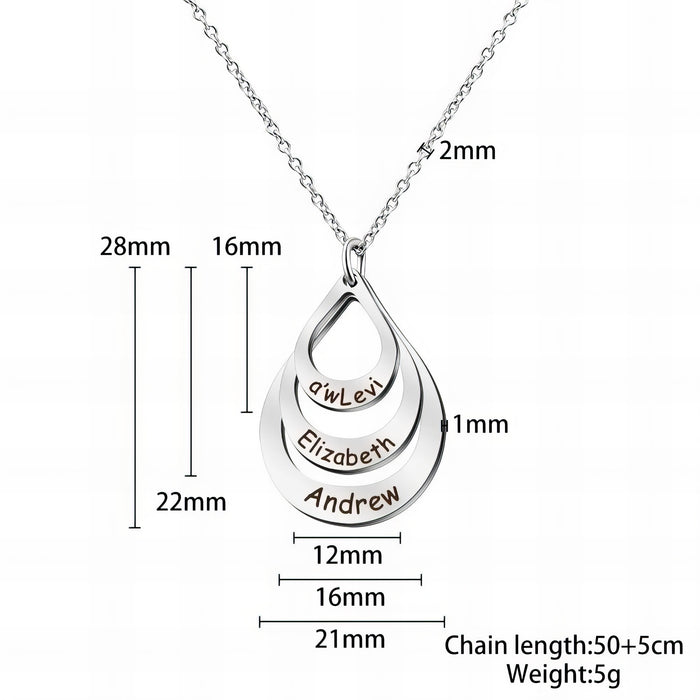 All Love Begins And Ends There - Gift For Mom, Mother's Day Gift - Engraved Names Drop Necklace with Message Card