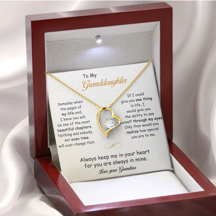 To My Granddaughter, You Are Always In Mine - Gift For Granddaughter From Grandma - Forever Love Necklace with Message Card