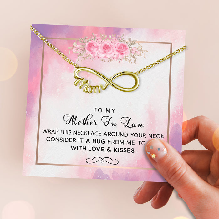 A Hug From Me To You With Love & Kisses - Gift For Mother-in-law, Mother's Day Gift - Infinity Mom Necklace with Message Card