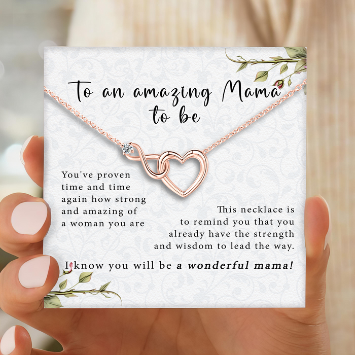 To My Wife On Our New Baby - Gift For Mother, Mother's Day Gift - Infinity Heart Necklace with Message Card