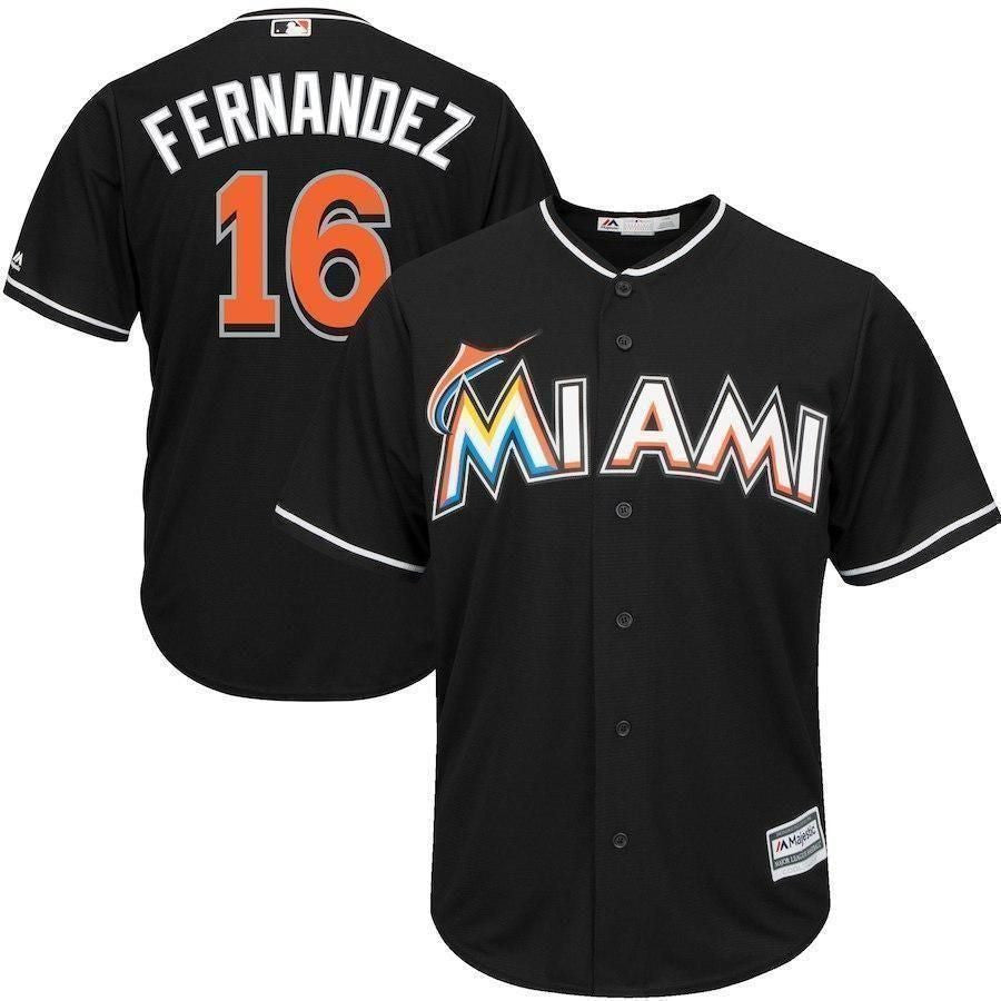 Jose Fernandez Miami Marlins Majestic Official Name and Number T-Shirt -  Black