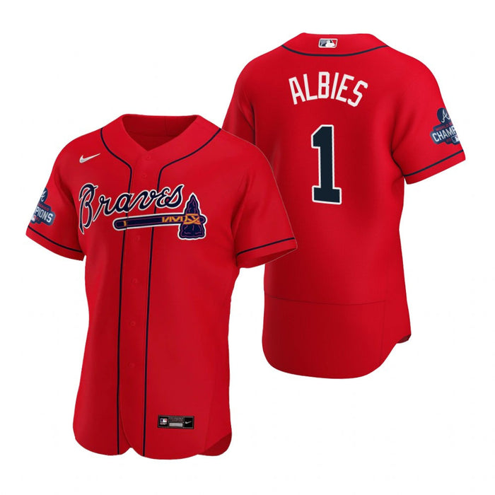 Ozzie Albies Atlanta Braves 2021 World Series Red Baseball Player Jers —  Ecustomily