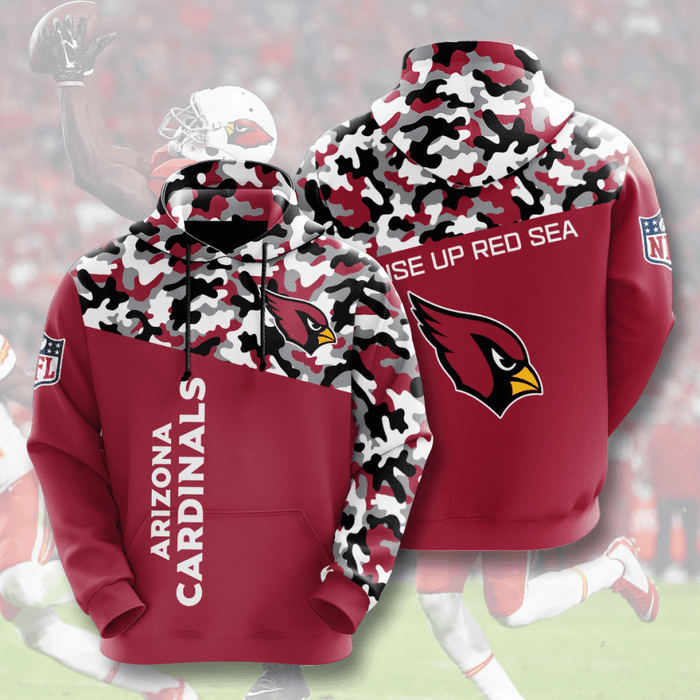 Arizona Cardinals Rise Up Red Sea Logo Super Bowl 3D Pullover Hoodie ...