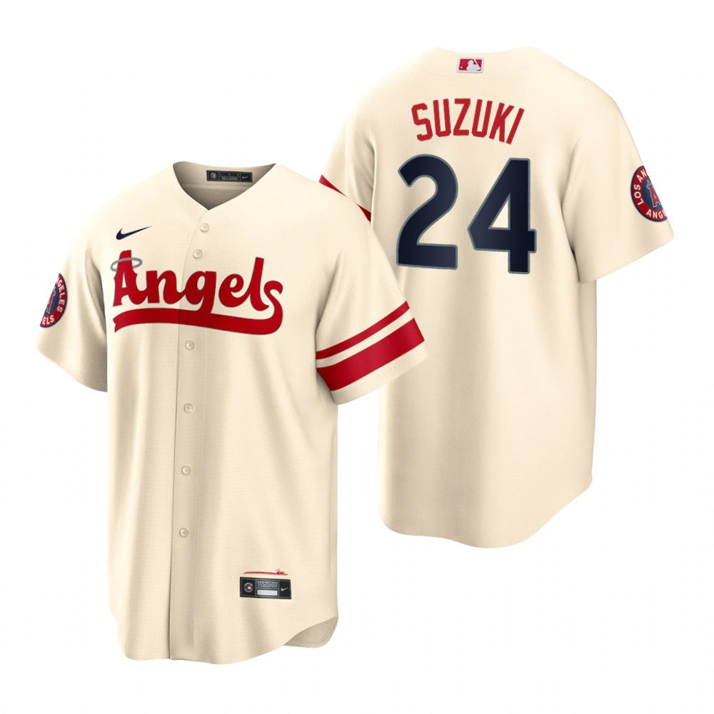Men's Los Angeles Angels 24 Kurt Suzuki 2022-23 City Connect Cream Jersey -  Bluefink