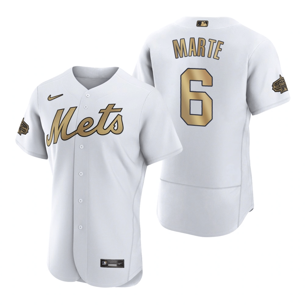 Men's New York Mets #6 Starling Marte Number White 2022 All Star