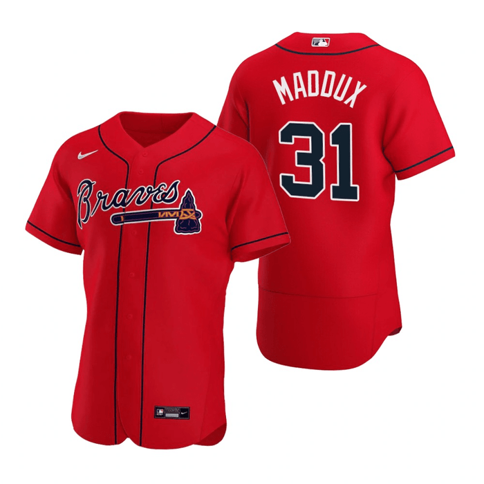 Greg Maddux Atlanta Braves Alternate Red Baseball Player Jersey — Ecustomily