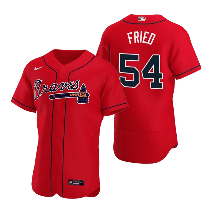 Max Fried Atlanta Braves Alternate Red Baseball Player Jersey — Ecustomily