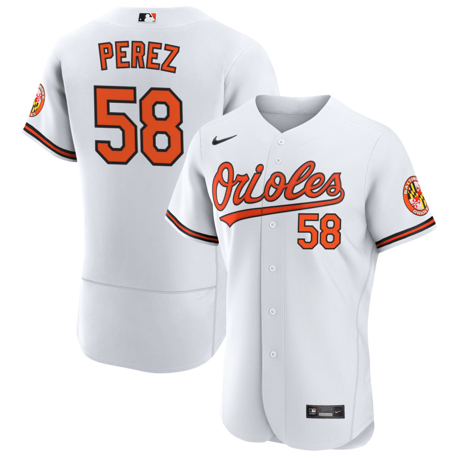 Cionel Pérez 58 Baltimore Orioles Home Men Jersey - White - Dingeas