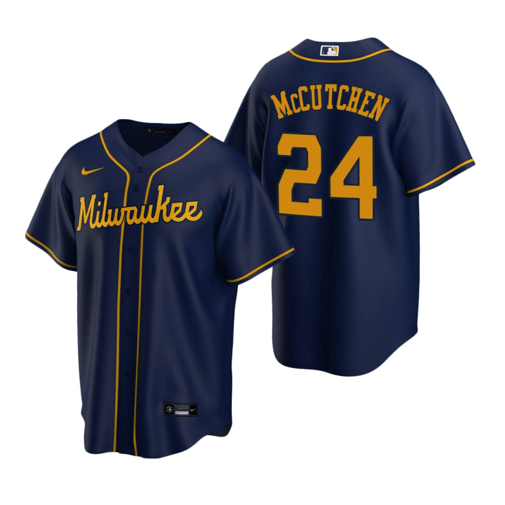 Andrew McCutchen Milwaukee Brewers Alternate Navy Baseball Player Jers —  Ecustomily