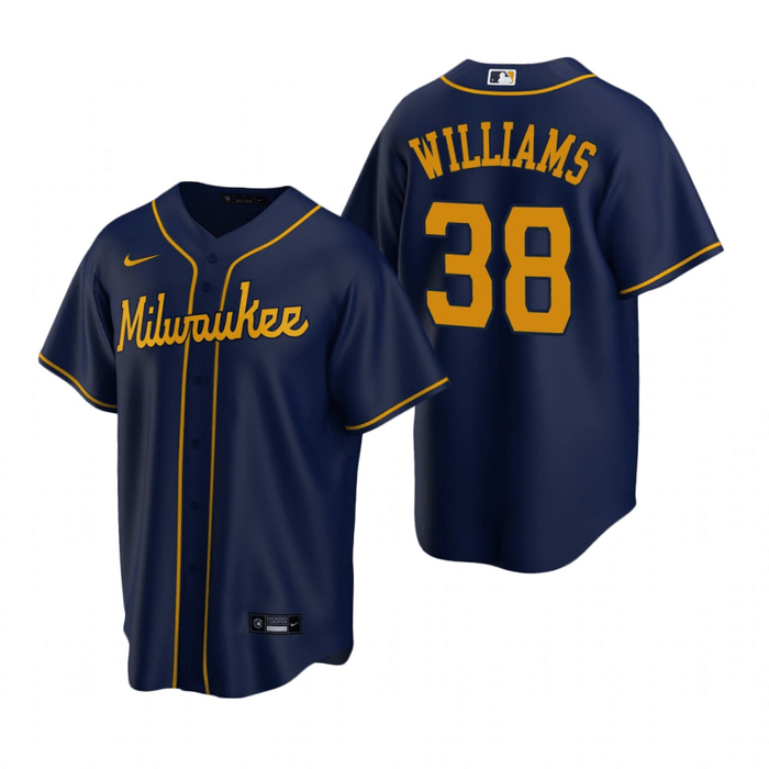 Devin Williams Milwaukee Brewers Alternate Navy Baseball Player