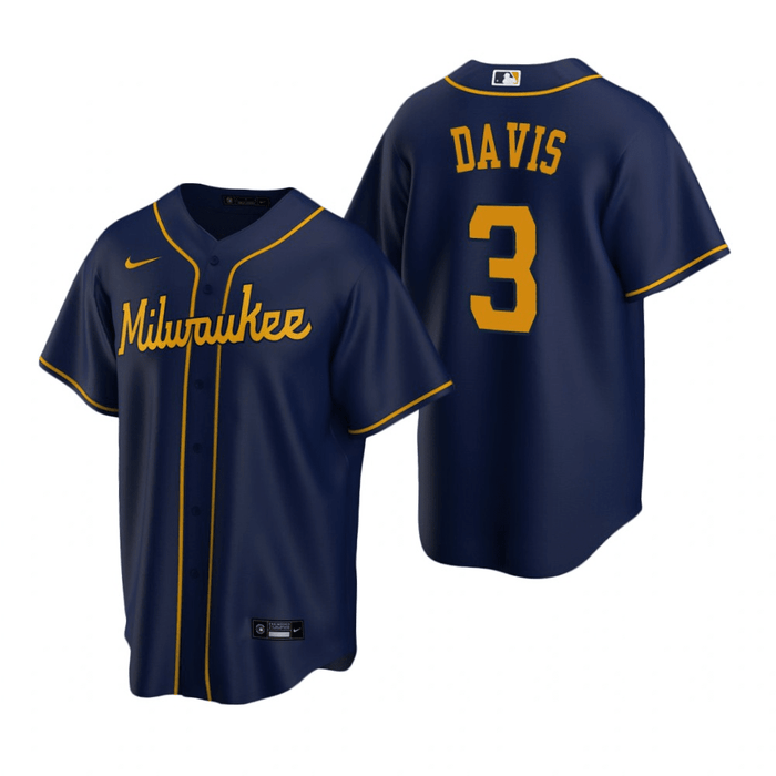 Jonathan Davis Milwaukee Brewers Road Gray Baseball Player Jersey