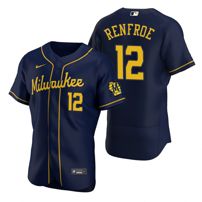 Hunter Renfroe Milwaukee Brewers Alternate Navy Baseball Player Jersey —  Ecustomily