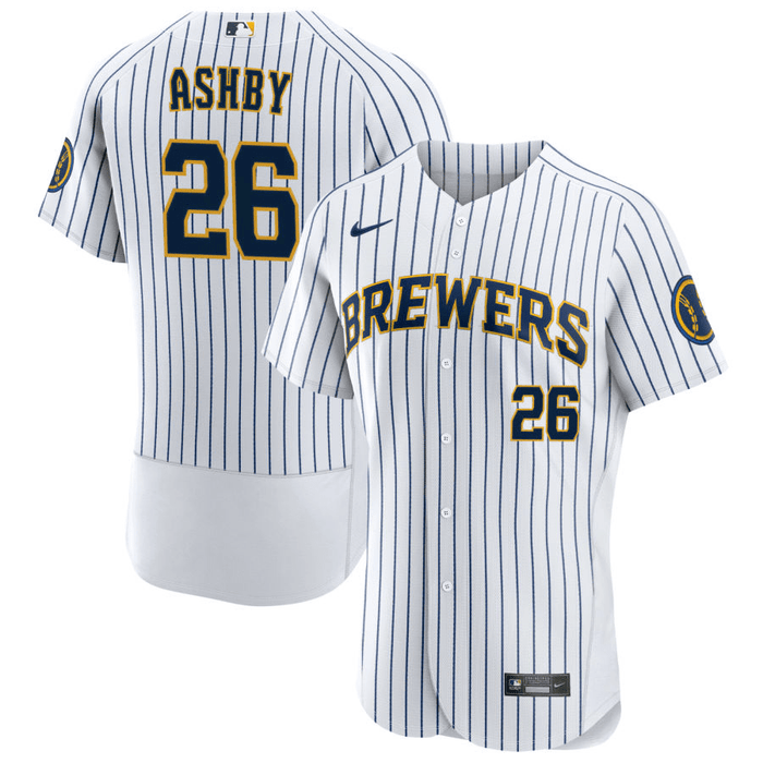 Big & Tall Men's Milwaukee Brewers Aaron Ashby Replica White Black/ Jersey