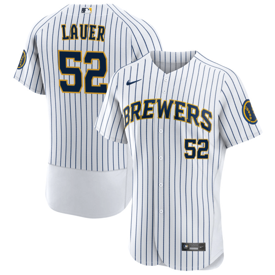 Eric Lauer Men's Nike White Milwaukee Brewers Alternate Replica Custom Jersey Size: Extra Large