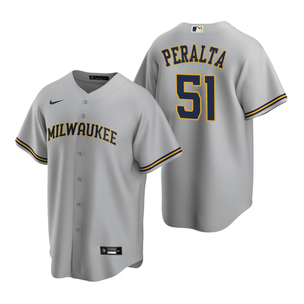 Freddy Peralta Milwaukee Brewers Road Gray Baseball Player Jersey —  Ecustomily