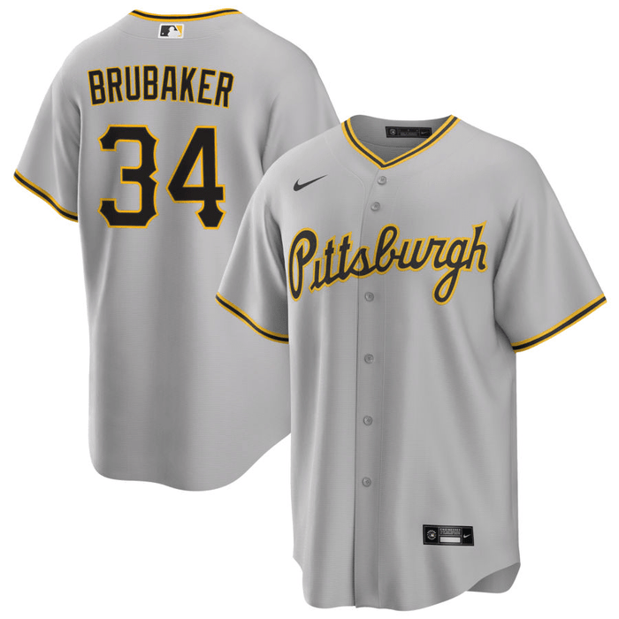 JT Brubaker Pittsburgh Pirates Road Gray Baseball Player Jersey