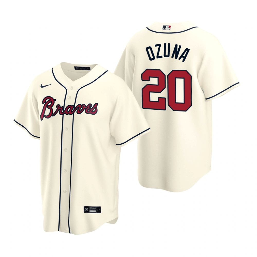 Marcell Ozuna Men's Atlanta Braves Alternate Jersey - Cream Authentic