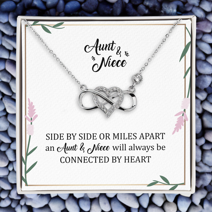 An Aunt And Niece Will Always Be Connected By Heart - Gift For Niece, Gift For Aunty - S925 Infinity Heart Necklace with Message Card