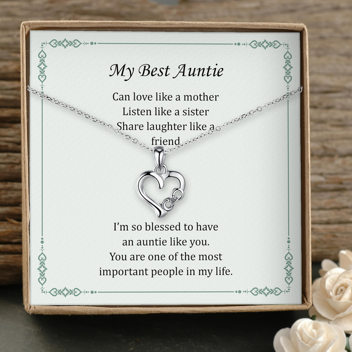 To My Best Auntie, I'm So Blessed To Have You - Gift For Aunt From Niece - S925 Dainty Chain Necklace with Message Card