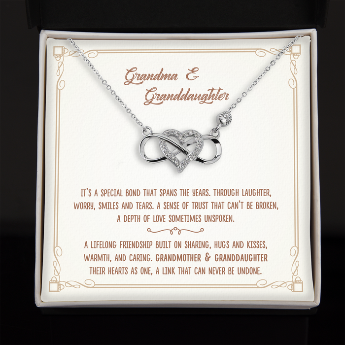 Grandma And Granddaughter, A Link That Can Never Be Undone - Gift For Granddaughter, Gift For Grandma - S925 Infinity Heart Necklace with Message Card