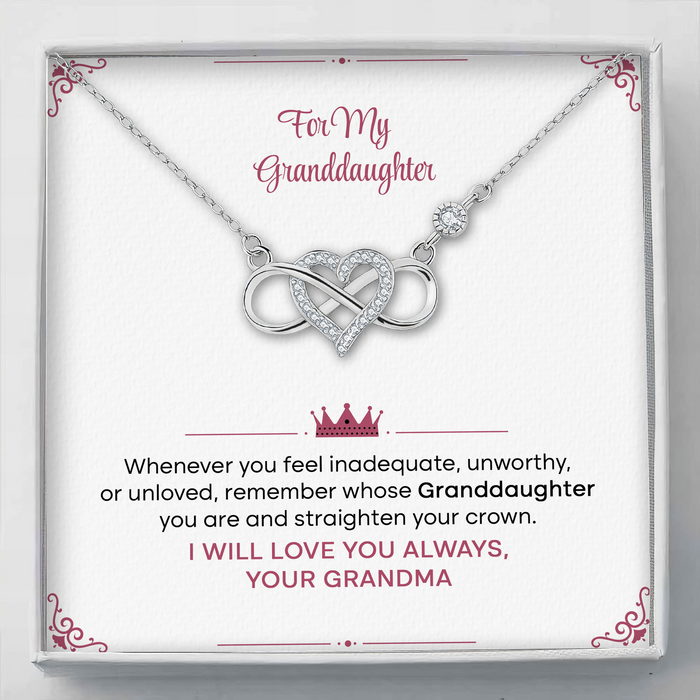 My Granddaughter, I Will Love You Always - Gift For Granddaughter From Grandma - S925 Infinity Heart Necklace with Message Card