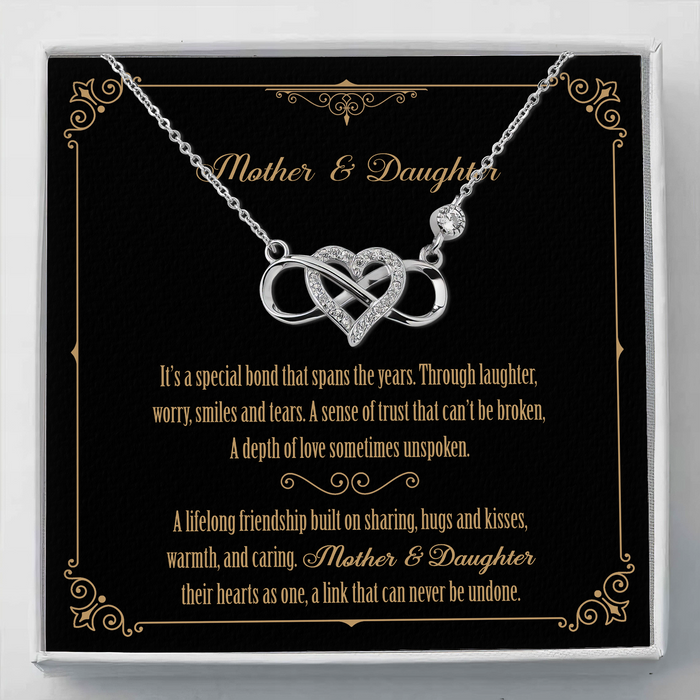 Mother And Daughter, Their Hearts As One - Gift For Mother, Gift For Daughter - S925 Infinity Heart Necklace with Message Card