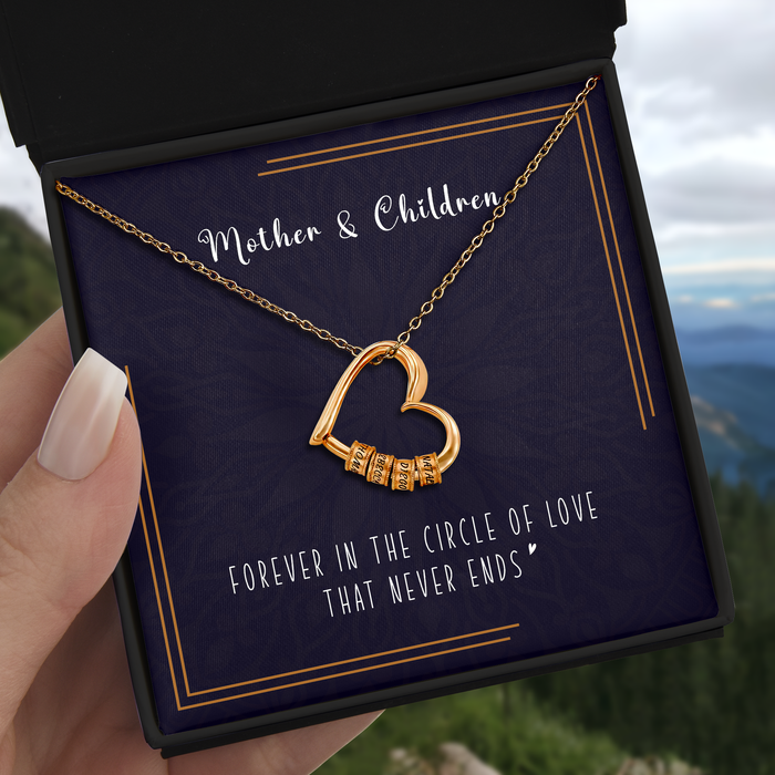 Forever In The Circle Of Love - Mother's Day Gift - S925 Engraved Names Necklace with Message Card