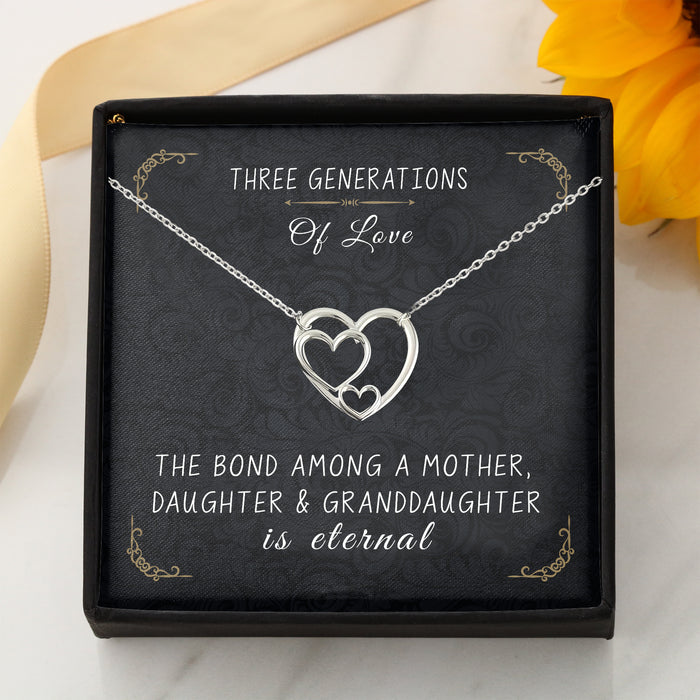 The Bond Among Mother, Daughter & Granddaughter Is Eternal - Gift For Mom, Mother's Day Gift - Generations Heart Necklace with Message Card