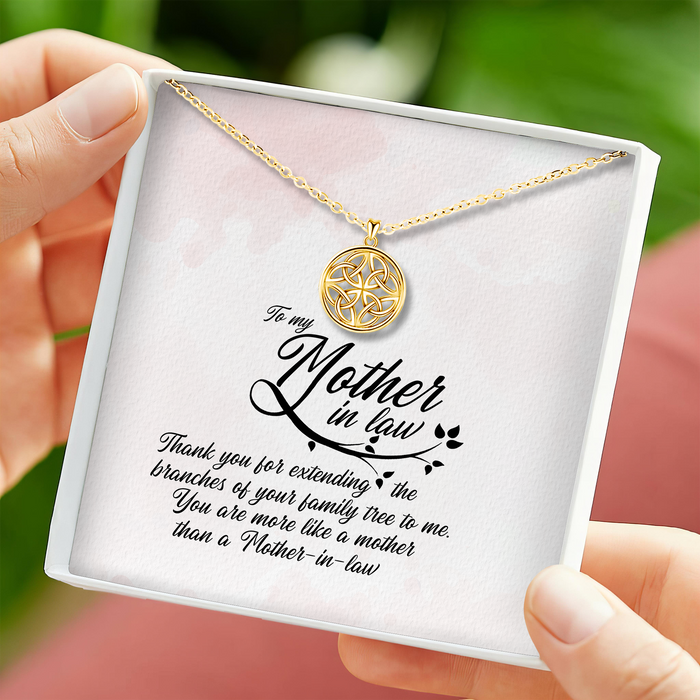 Thank You For Extending The Branches, Mother-In-Heart - Gift For Mother-In-Law, Mother's Day Gift - S925 Celtic Cross Necklace with Message Card