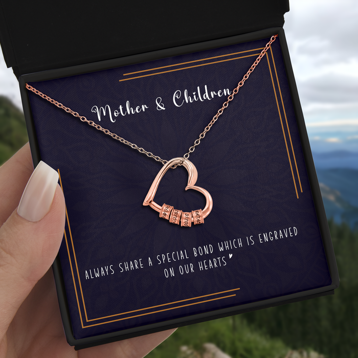 Always Share A Special Bond - Mother's Day Gift - S925 Engraved Names Necklace with Message Card