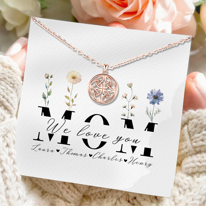 We Love You, Mom - Gift For Mom, Mother's Day Gift - S925 Celtic Cross Necklace with Message Card