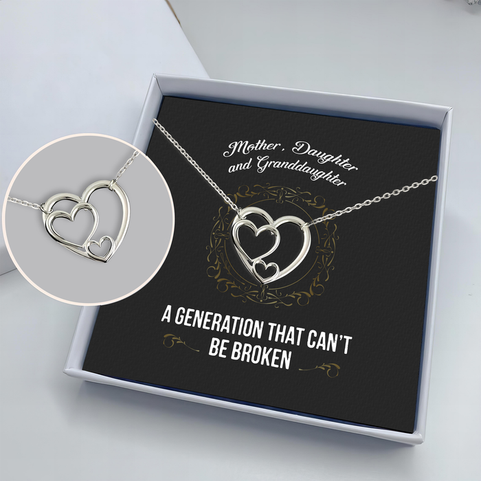 A Generation That Can't Be Broken - Gift For Grandmother, Mother, Daughter, Mother's Day Gift - S925 Generation Hearts Necklace with Message Card