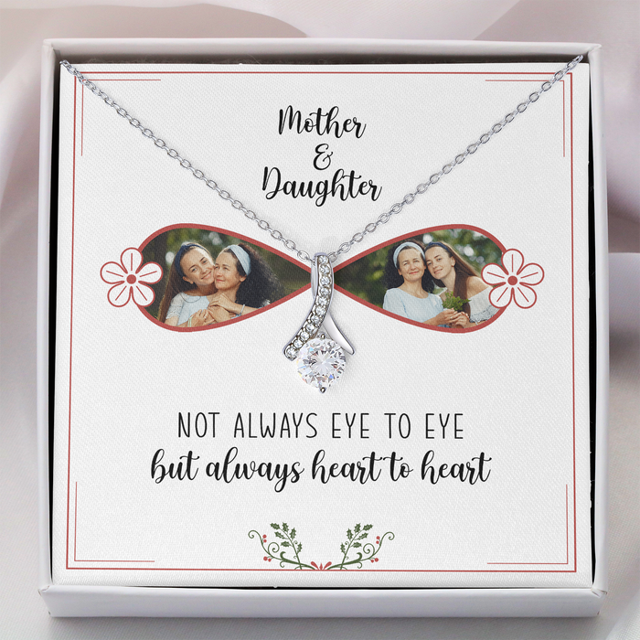 Mother And Daughter Always Heart To Heart - Gift For Mom, Gift For Daughter - Alluring Necklace with Message Card