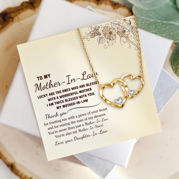 You Are More Than Just A Mother In Law - Gift For Mother-in-law, Mother's Day Gift - S925 Double Heart Necklace with Message Card