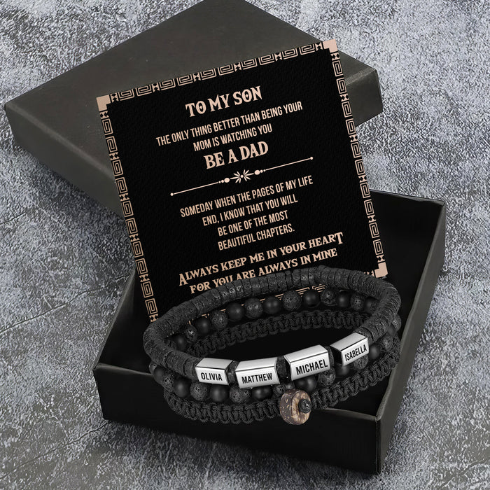 Always Keep Me In Your Heart For You Are Always In Mine - Gift For Son, Father's Day Gift - Custom Name Bracelet