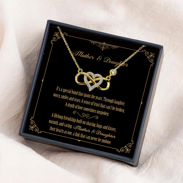 Mother And Daughter, Their Hearts As One - Gift For Mother, Gift For Daughter - S925 Infinity Heart Necklace with Message Card