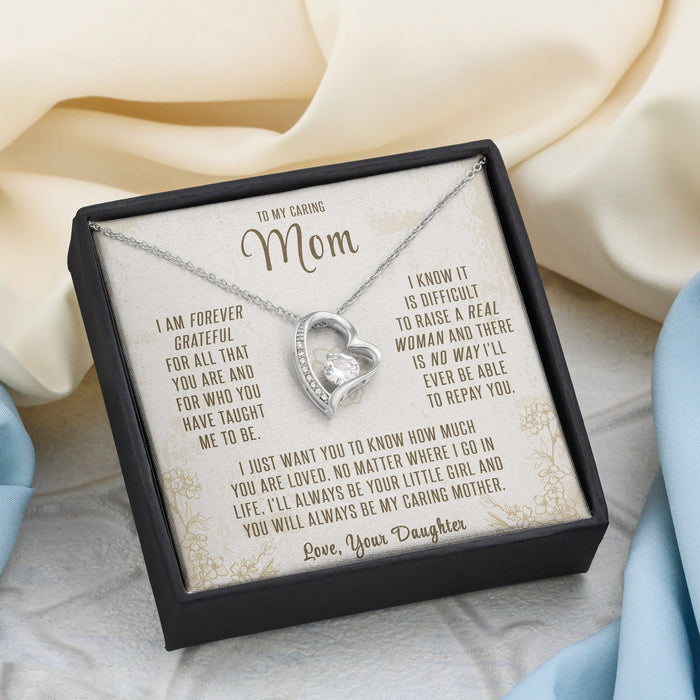 To My Caring Mom, You Are Loved - Gift For Mother, Mother's day Gift - Forever Love Necklace with Message Card