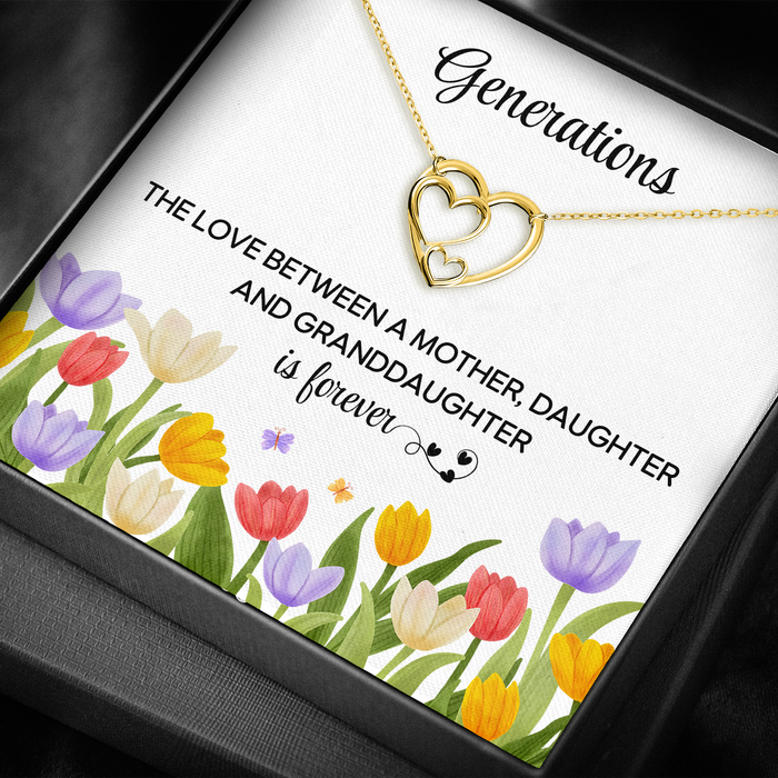 Generations Of Love - Gift For Mother, Daughter, Granddaughter, Mother's Day Gift - S925 Generation 3 Hearts Necklace with Message Card