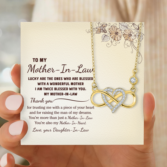You Are My Mother In Heart - Gift For Mother-In-Law, Mother's Day Gift - S925 Infinity Heart Necklace with Message Card