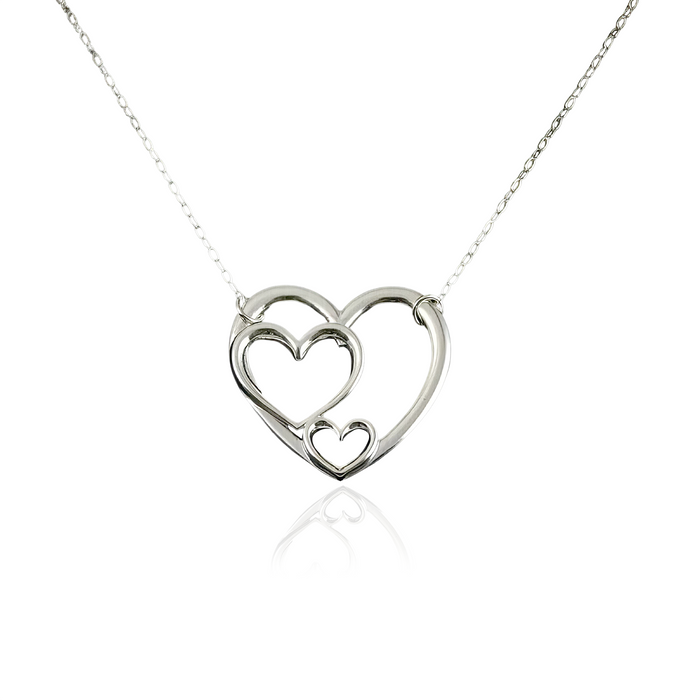 A Mother, Daughter & Granddaughter Connected By Love - Gift For Mom, Mother's Day Gift - Generations Heart Necklace with Message Card
