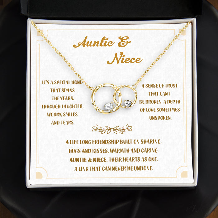 Auntie & Niece Their Hearts As One, A Link That Can Never Be Undone - Gift For Aunt From Niece, Mother's Day Gift - S925 Double Circles Necklace with Message Card