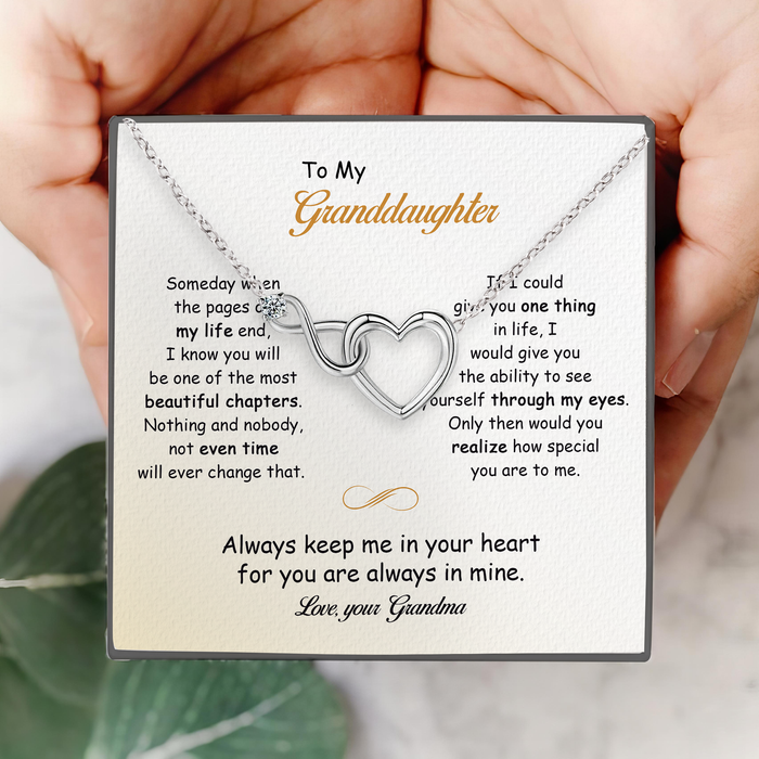 To My Granddaughter, You Are Always In Mine - Gift For Granddaughter - S925 Infinity Heart Necklace with Message Card