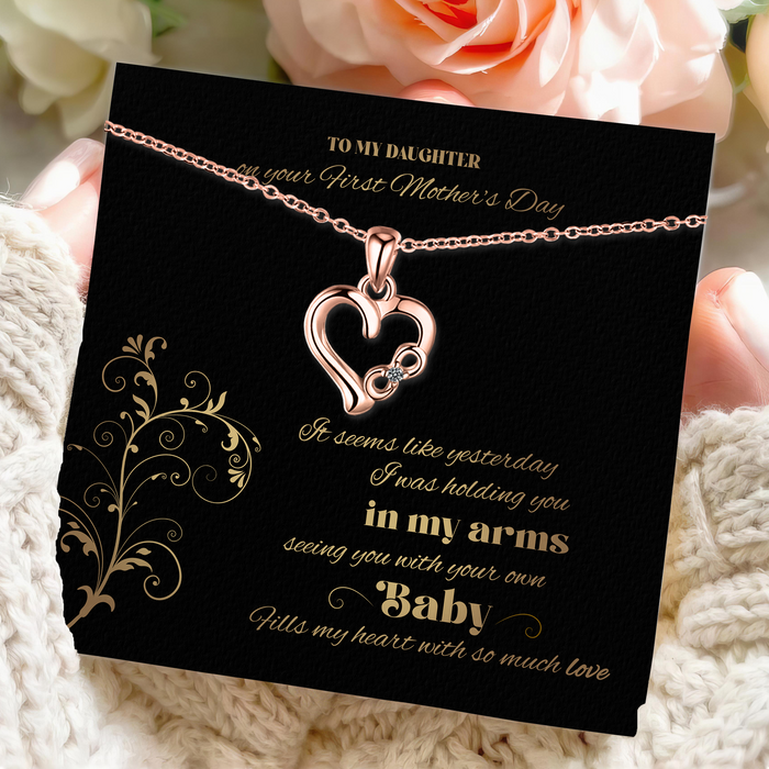 You Both Fill My Heart With So Much Love - Gift For Daughter, First Mother's Day Gift - S925 Dainty Chain Necklace with Message Card