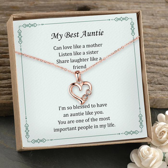 To My Best Auntie, I'm So Blessed To Have You - Gift For Aunt From Niece - S925 Dainty Chain Necklace with Message Card