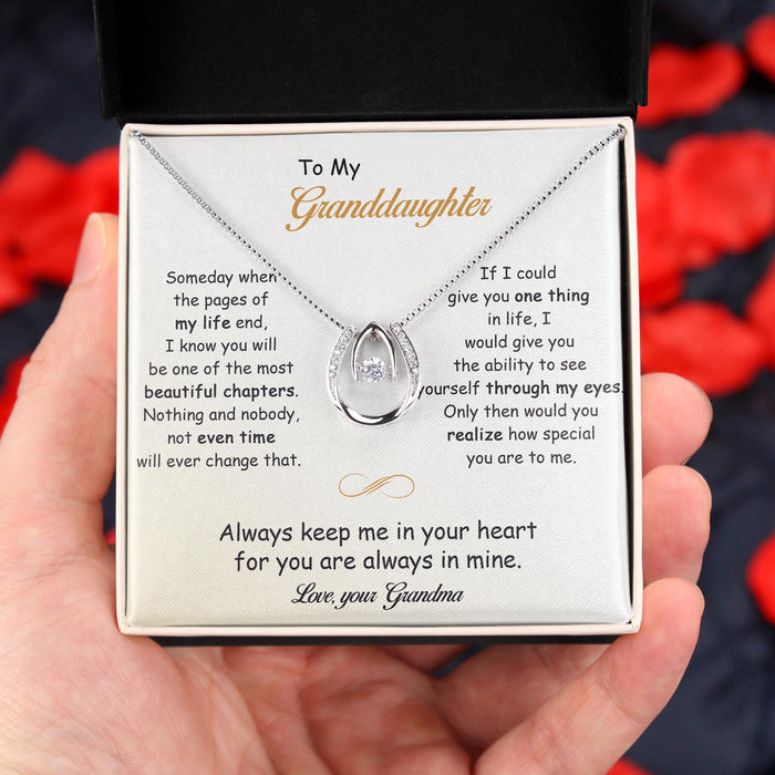 To My Granddaughter, You Are Always In Mine - Gift For Granddaughter - Lucky In Love Necklace with Message Card