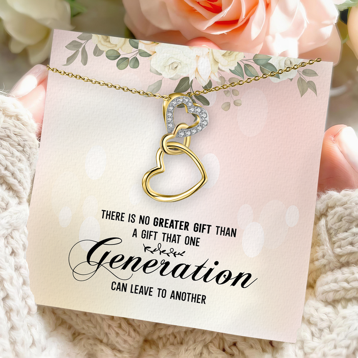 A Mother, Daughter And Granddaughter Three Generations Of Love - Gift For Family, Mother's Day Gift - S925 Heart Knot Necklace with Message Card