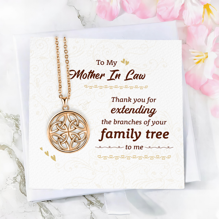 To My Mother In Heart, Thank You For Everything - Gift For Mother-In-Law, Mother's Day Gift - S 925 Celtic Cross Necklace with Message Card