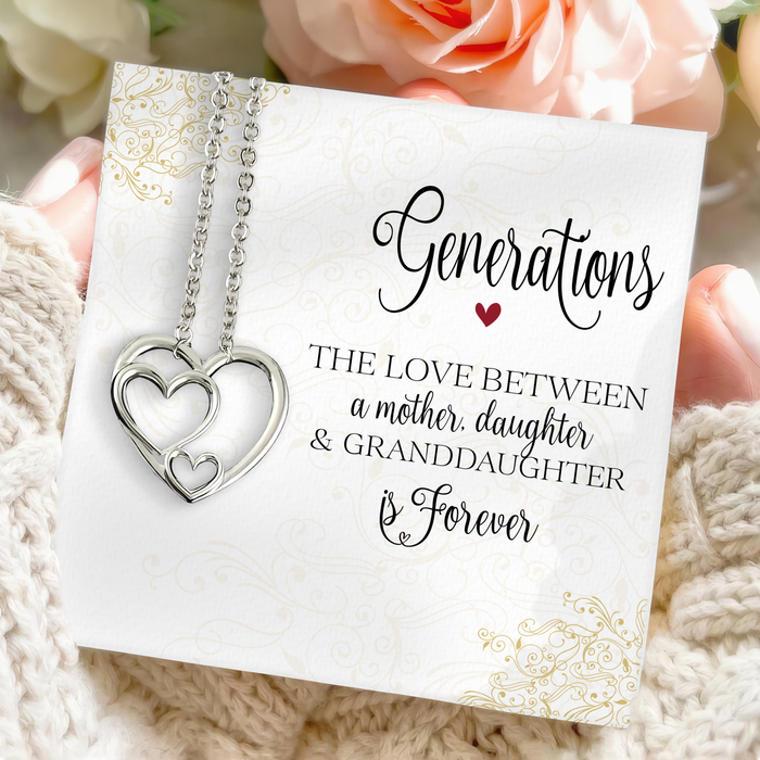 The Love Between A Mother, Daughter & Granddaughter Is Forever - Mother's Day Gift - S925 Generations Necklace with Message Card